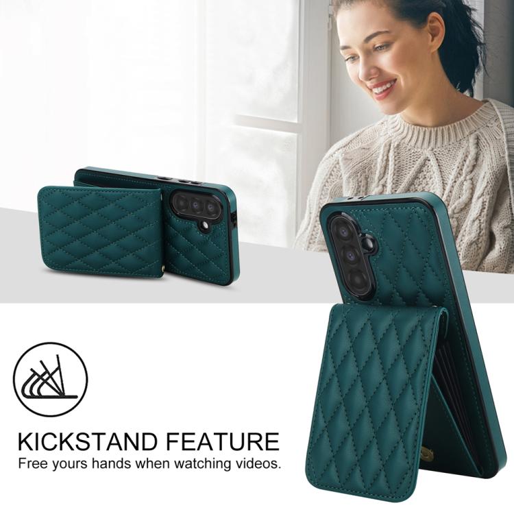 For Samsung Galaxy A56 5G YM015 Crossbody Rhombic Card Bag RFID Phone Case