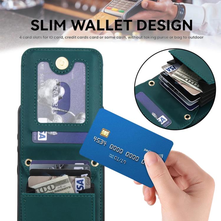 For Samsung Galaxy A56 5G YM015 Crossbody Rhombic Card Bag RFID Phone Case