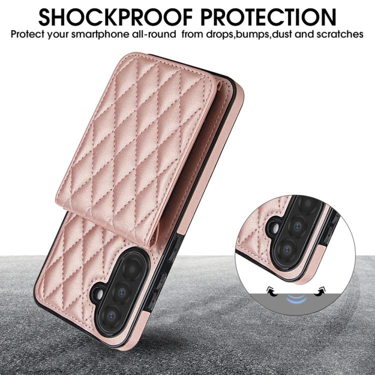 For Samsung Galaxy A56 5G YM015 Crossbody Rhombic Card Bag RFID Phone Case