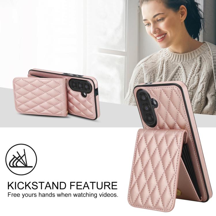 For Samsung Galaxy A56 5G YM015 Crossbody Rhombic Card Bag RFID Phone Case