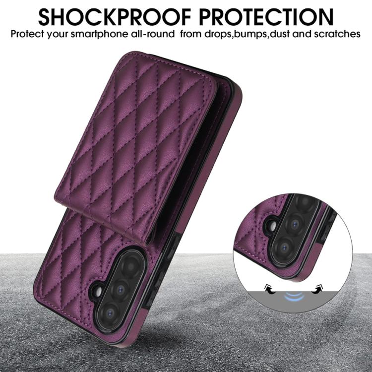 For Samsung Galaxy A56 5G YM015 Crossbody Rhombic Card Bag RFID Phone Case