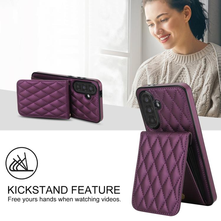 For Samsung Galaxy A56 5G YM015 Crossbody Rhombic Card Bag RFID Phone Case