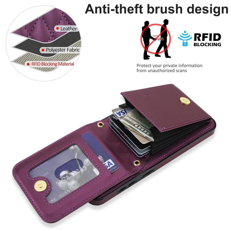 For Samsung Galaxy A56 5G YM015 Crossbody Rhombic Card Bag RFID Phone Case