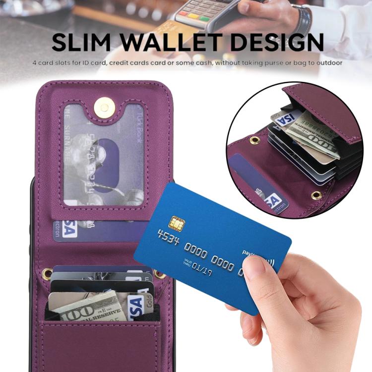 For Samsung Galaxy A56 5G YM015 Crossbody Rhombic Card Bag RFID Phone Case