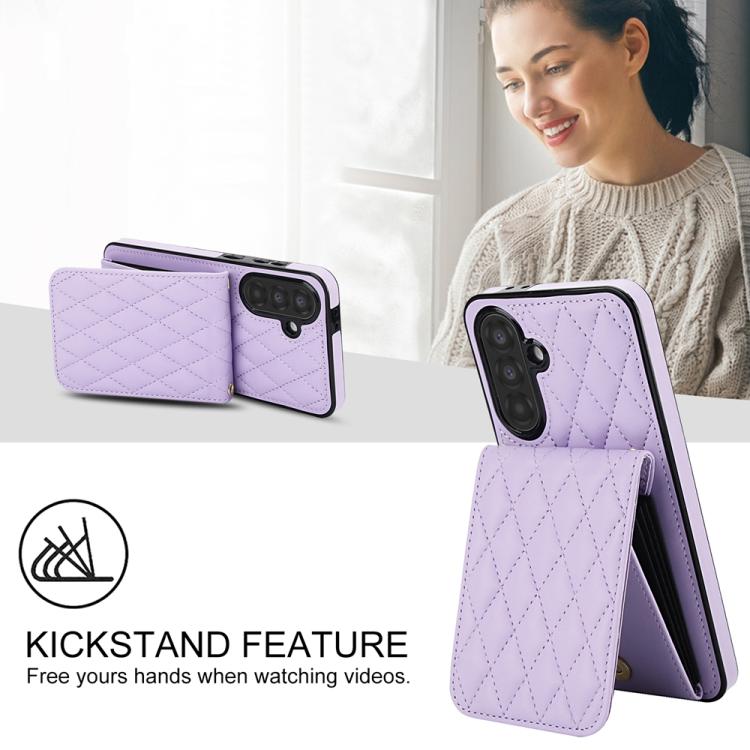 For Samsung Galaxy A56 5G YM015 Crossbody Rhombic Card Bag RFID Phone Case