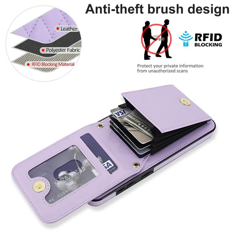 For Samsung Galaxy A56 5G YM015 Crossbody Rhombic Card Bag RFID Phone Case