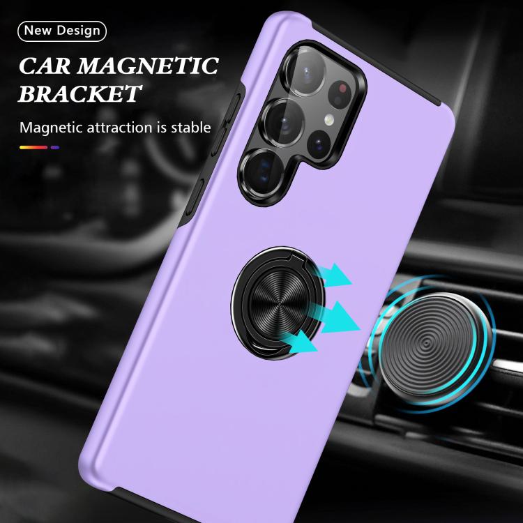 For Samsung Galaxy S25 Ultra 5G PC + TPU Shockproof Magnetic Phone Case with Invisible Ring Holder