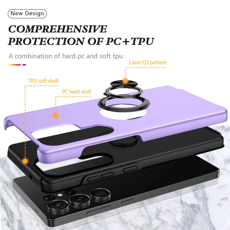 For Samsung Galaxy S25 Ultra 5G PC + TPU Shockproof Magnetic Phone Case with Invisible Ring Holder