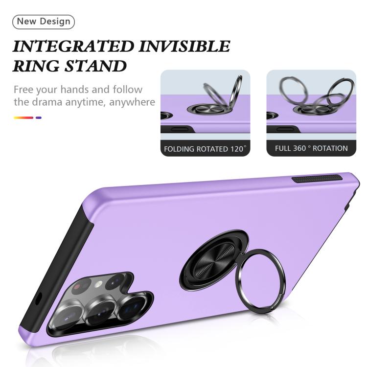 For Samsung Galaxy S25 Ultra 5G PC + TPU Shockproof Magnetic Phone Case with Invisible Ring Holder