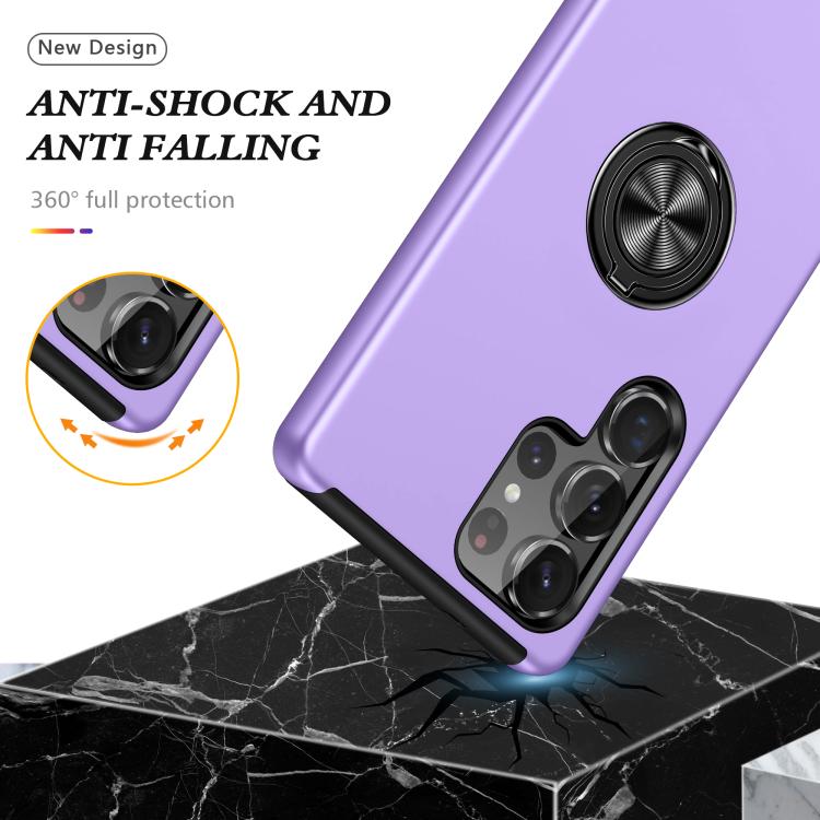 For Samsung Galaxy S25 Ultra 5G PC + TPU Shockproof Magnetic Phone Case with Invisible Ring Holder