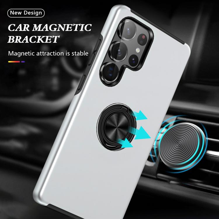 For Samsung Galaxy S25 Ultra 5G PC + TPU Shockproof Magnetic Phone Case with Invisible Ring Holder