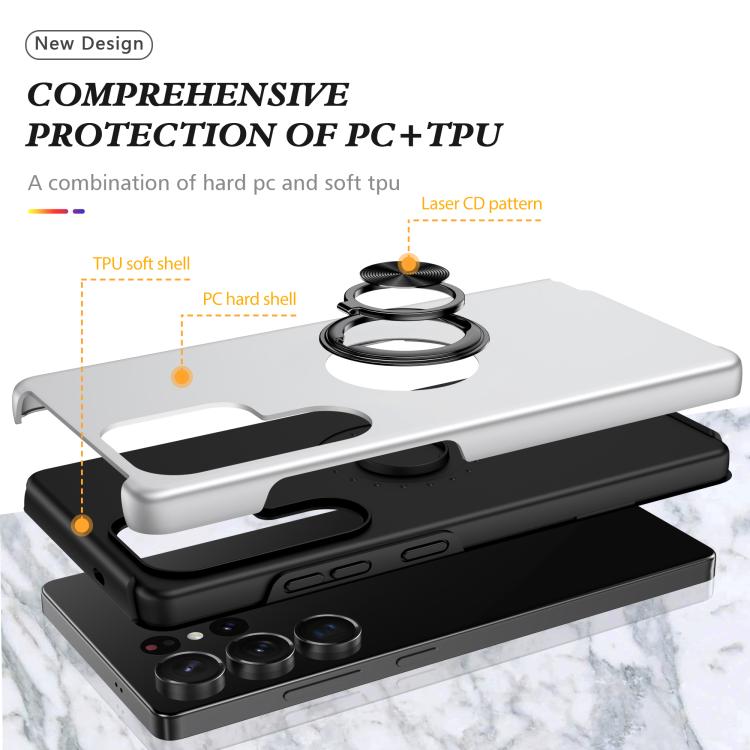 For Samsung Galaxy S25 Ultra 5G PC + TPU Shockproof Magnetic Phone Case with Invisible Ring Holder