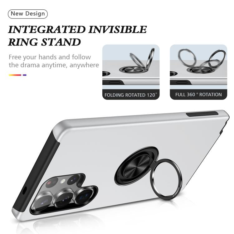 For Samsung Galaxy S25 Ultra 5G PC + TPU Shockproof Magnetic Phone Case with Invisible Ring Holder