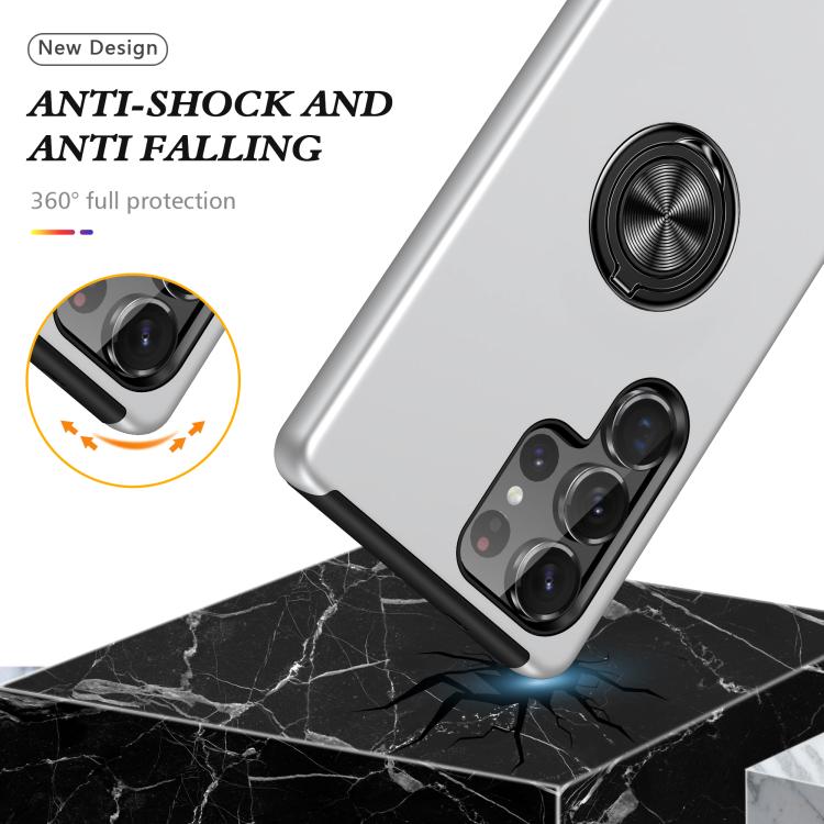 For Samsung Galaxy S25 Ultra 5G PC + TPU Shockproof Magnetic Phone Case with Invisible Ring Holder