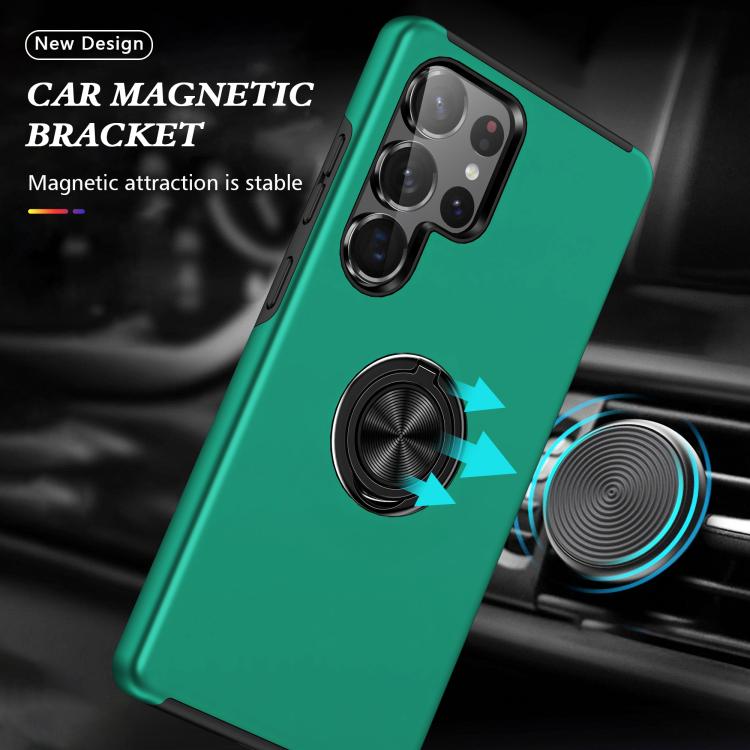 For Samsung Galaxy S25 Ultra 5G PC + TPU Shockproof Magnetic Phone Case with Invisible Ring Holder