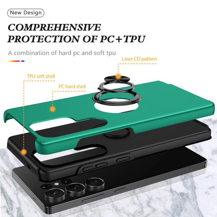 For Samsung Galaxy S25 Ultra 5G PC + TPU Shockproof Magnetic Phone Case with Invisible Ring Holder
