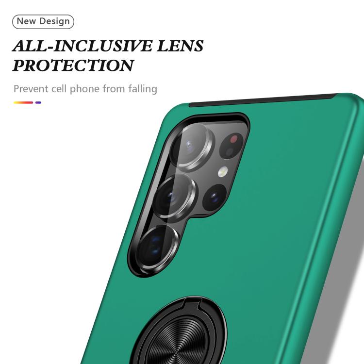 For Samsung Galaxy S25 Ultra 5G PC + TPU Shockproof Magnetic Phone Case with Invisible Ring Holder