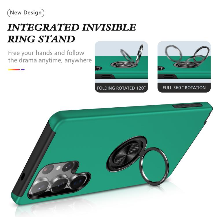 For Samsung Galaxy S25 Ultra 5G PC + TPU Shockproof Magnetic Phone Case with Invisible Ring Holder