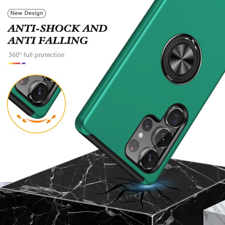 For Samsung Galaxy S25 Ultra 5G PC + TPU Shockproof Magnetic Phone Case with Invisible Ring Holder