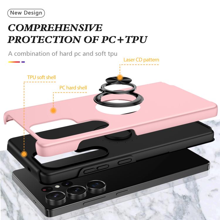 For Samsung Galaxy S25 Ultra 5G PC + TPU Shockproof Magnetic Phone Case with Invisible Ring Holder