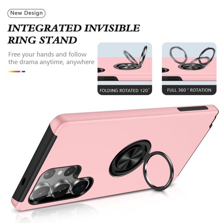For Samsung Galaxy S25 Ultra 5G PC + TPU Shockproof Magnetic Phone Case with Invisible Ring Holder
