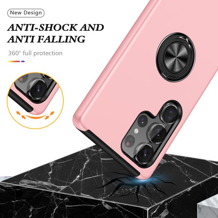 For Samsung Galaxy S25 Ultra 5G PC + TPU Shockproof Magnetic Phone Case with Invisible Ring Holder