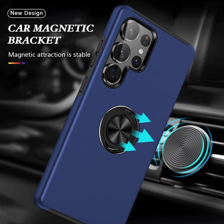 For Samsung Galaxy S25 Ultra 5G PC + TPU Shockproof Magnetic Phone Case with Invisible Ring Holder
