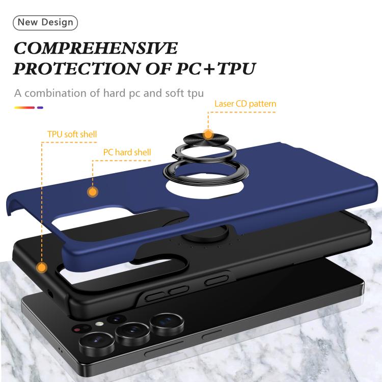 For Samsung Galaxy S25 Ultra 5G PC + TPU Shockproof Magnetic Phone Case with Invisible Ring Holder