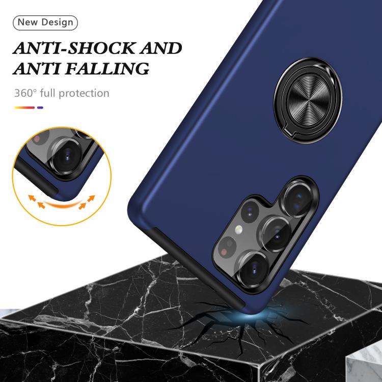For Samsung Galaxy S25 Ultra 5G PC + TPU Shockproof Magnetic Phone Case with Invisible Ring Holder