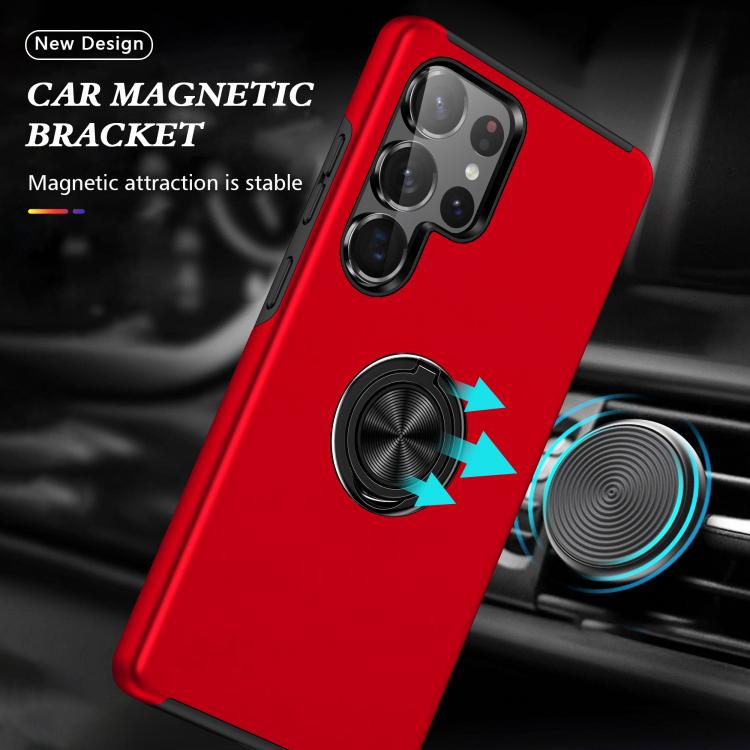 For Samsung Galaxy S25 Ultra 5G PC + TPU Shockproof Magnetic Phone Case with Invisible Ring Holder