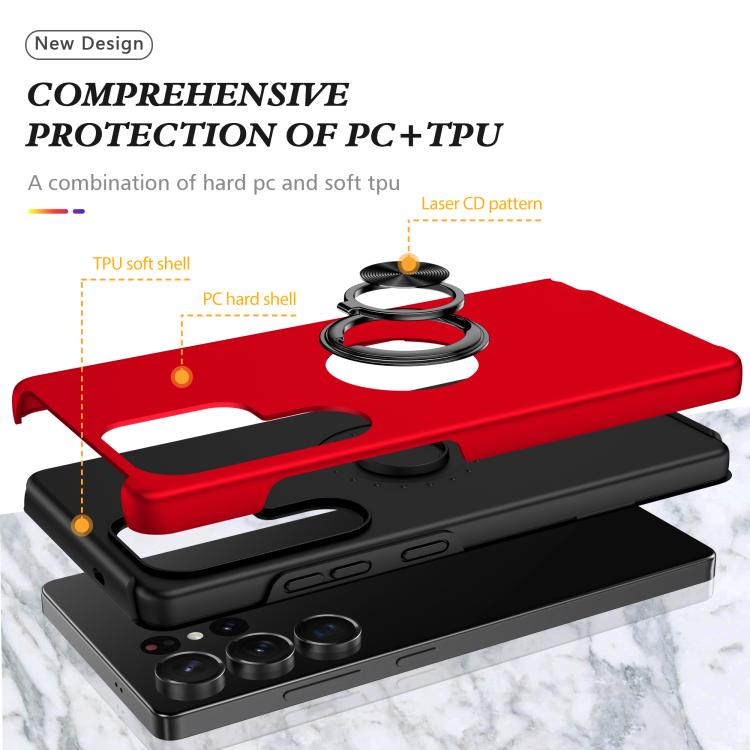 For Samsung Galaxy S25 Ultra 5G PC + TPU Shockproof Magnetic Phone Case with Invisible Ring Holder