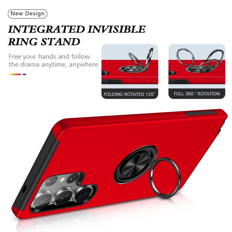 For Samsung Galaxy S25 Ultra 5G PC + TPU Shockproof Magnetic Phone Case with Invisible Ring Holder