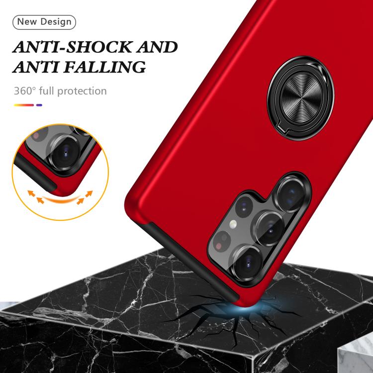 For Samsung Galaxy S25 Ultra 5G PC + TPU Shockproof Magnetic Phone Case with Invisible Ring Holder