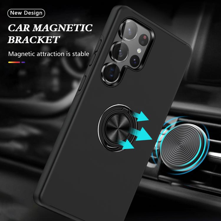 For Samsung Galaxy S25 Ultra 5G PC + TPU Shockproof Magnetic Phone Case with Invisible Ring Holder