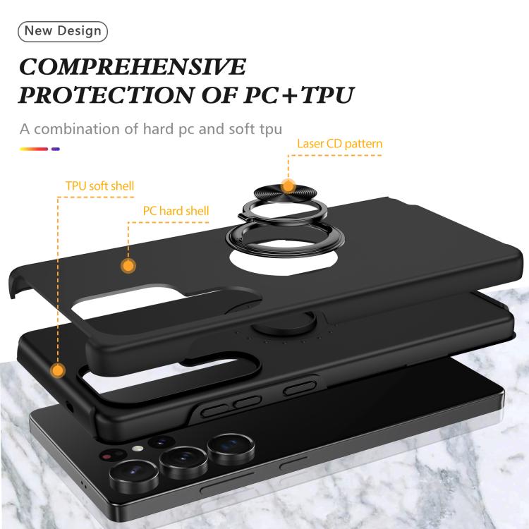 For Samsung Galaxy S25 Ultra 5G PC + TPU Shockproof Magnetic Phone Case with Invisible Ring Holder
