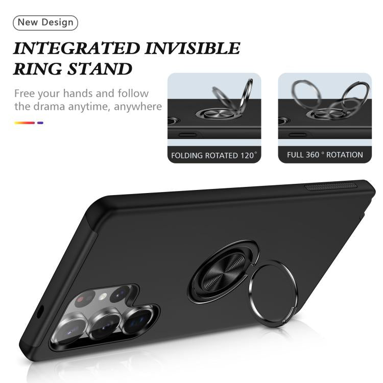 For Samsung Galaxy S25 Ultra 5G PC + TPU Shockproof Magnetic Phone Case with Invisible Ring Holder