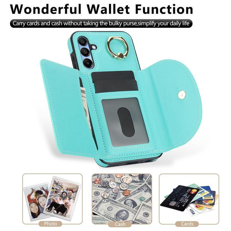 For Samsung Galaxy A15 4G / 5G Ring Holder Card Bag Skin Feel Phone Case