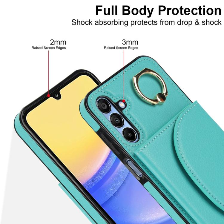 For Samsung Galaxy A15 4G / 5G Ring Holder Card Bag Skin Feel Phone Case