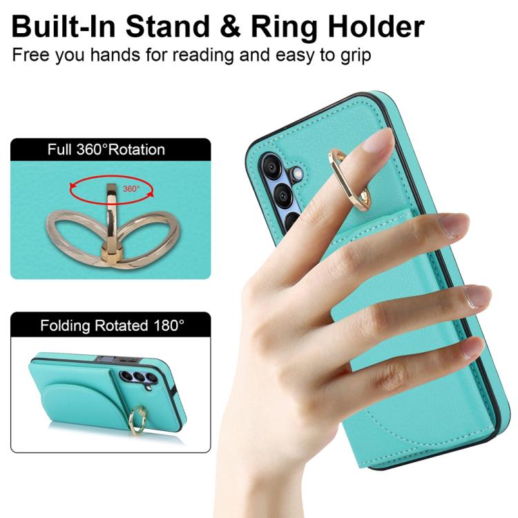 For Samsung Galaxy A15 4G / 5G Ring Holder Card Bag Skin Feel Phone Case