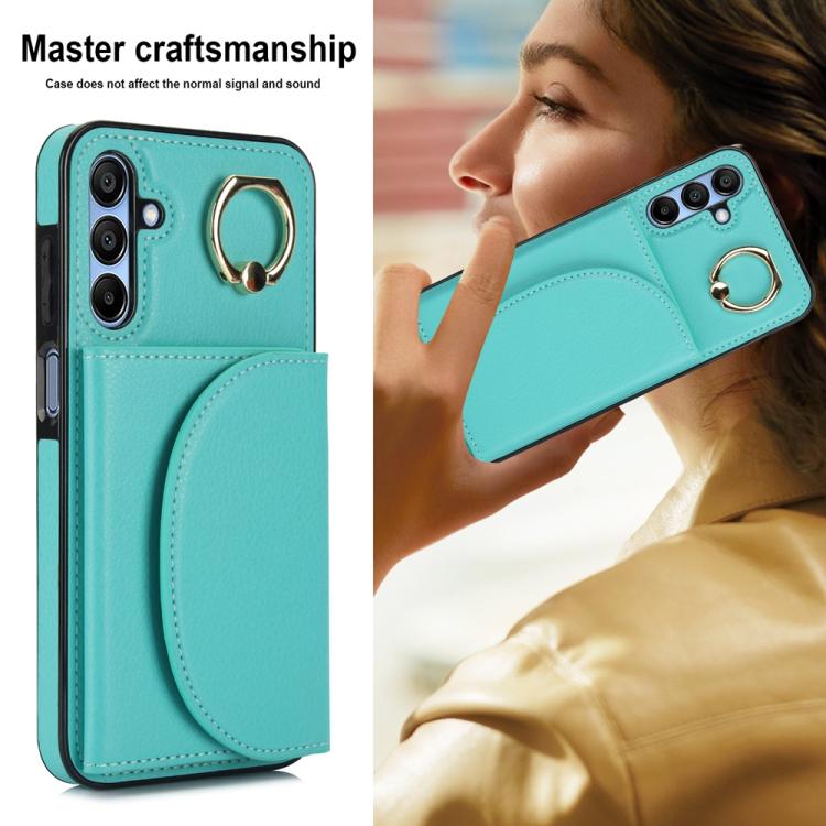 For Samsung Galaxy A15 4G / 5G Ring Holder Card Bag Skin Feel Phone Case
