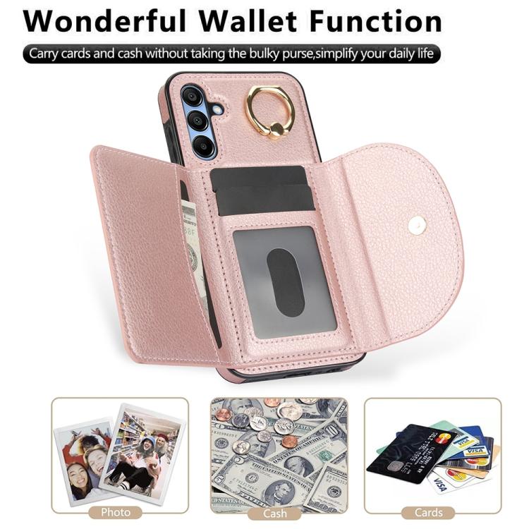 For Samsung Galaxy A15 4G / 5G Ring Holder Card Bag Skin Feel Phone Case