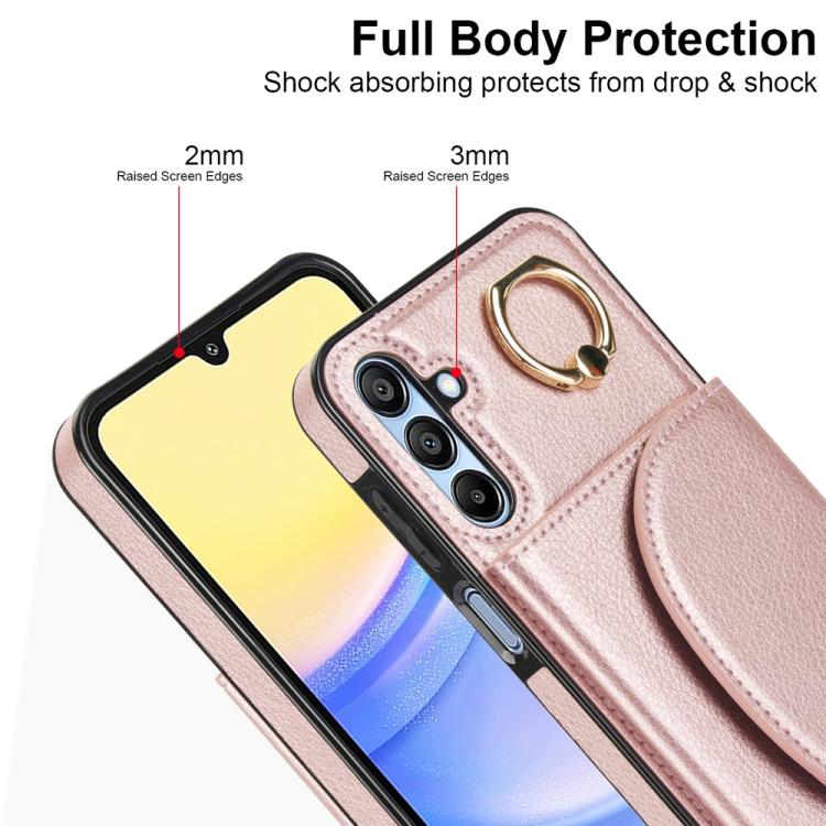 For Samsung Galaxy A15 4G / 5G Ring Holder Card Bag Skin Feel Phone Case