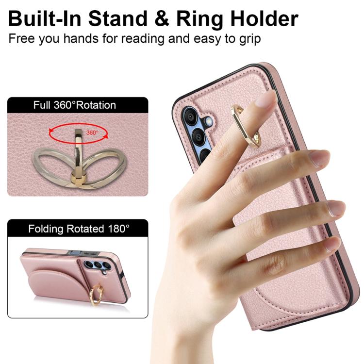 For Samsung Galaxy A15 4G / 5G Ring Holder Card Bag Skin Feel Phone Case