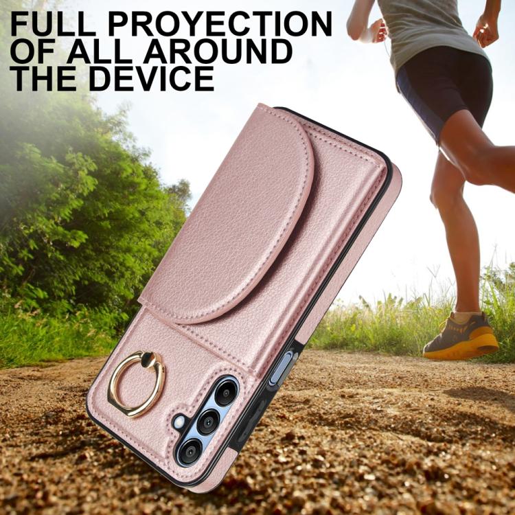 For Samsung Galaxy A15 4G / 5G Ring Holder Card Bag Skin Feel Phone Case