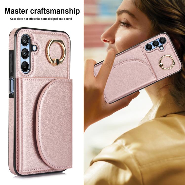 For Samsung Galaxy A15 4G / 5G Ring Holder Card Bag Skin Feel Phone Case
