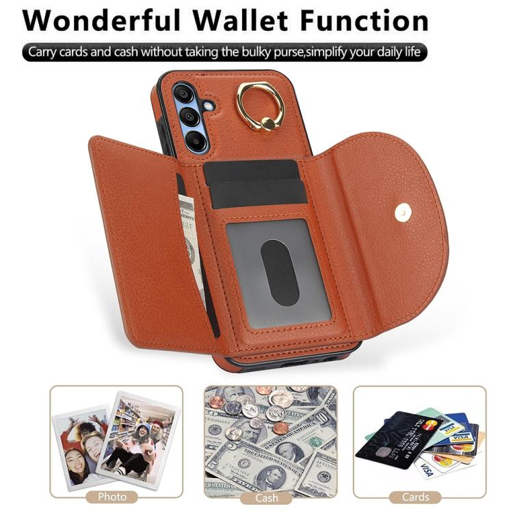 For Samsung Galaxy A15 4G / 5G Ring Holder Card Bag Skin Feel Phone Case