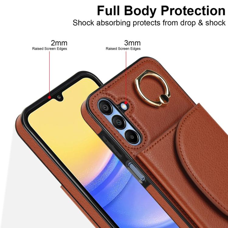 For Samsung Galaxy A15 4G / 5G Ring Holder Card Bag Skin Feel Phone Case