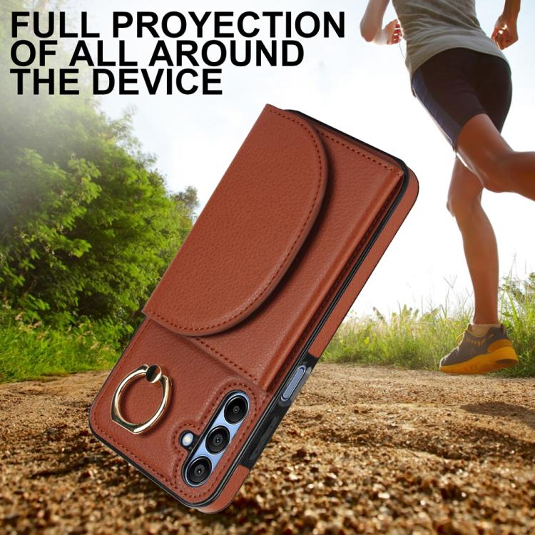 For Samsung Galaxy A15 4G / 5G Ring Holder Card Bag Skin Feel Phone Case