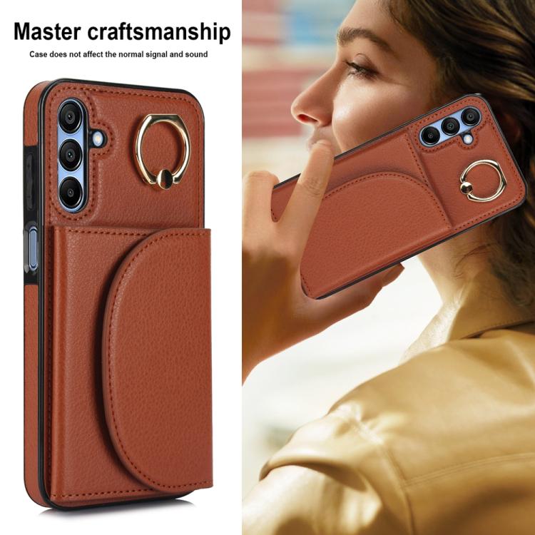 For Samsung Galaxy A15 4G / 5G Ring Holder Card Bag Skin Feel Phone Case