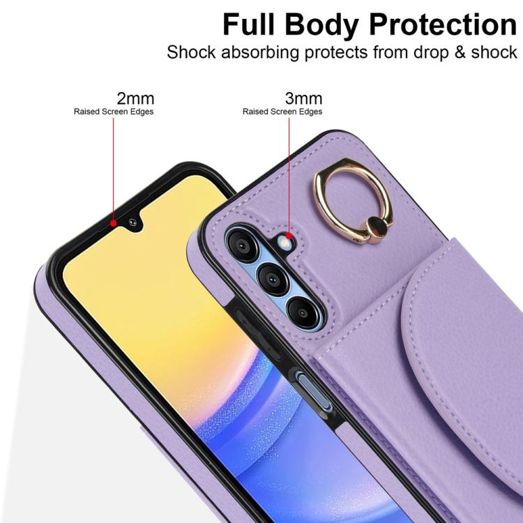 For Samsung Galaxy A15 4G / 5G Ring Holder Card Bag Skin Feel Phone Case